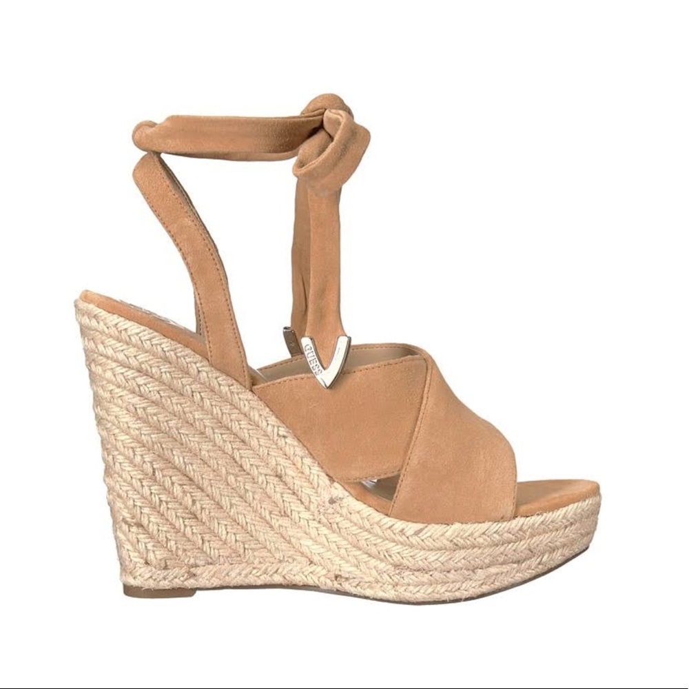 Guess Ankle-Tie Suede Oshira Espadrilles Wedges